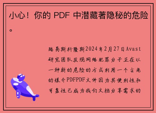 小心！你的 PDF 中潜藏著隐秘的危险。